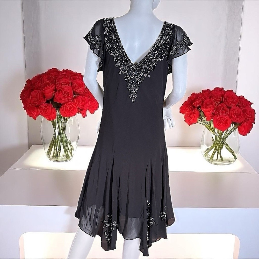J Kara Women's Elegant Black Embellished Cocktail Formal Dress Size 12 NWT! - Picture 3 of 3